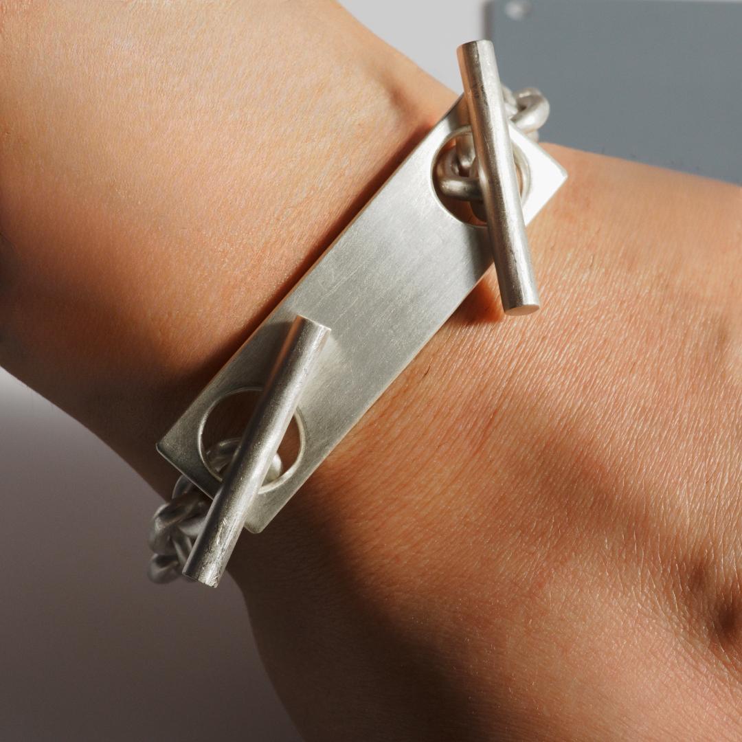 ダブルTバー トグル・プレート ブレスレット silver925