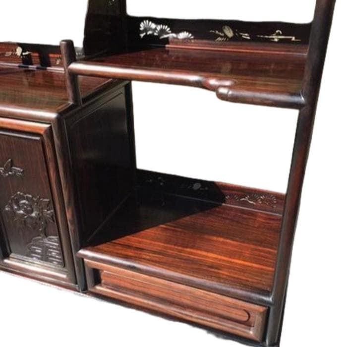 Ｙ 中古【高級銘木‼重量感あり‼】高級飾り棚 違い棚 唐木茶棚 茶箪笥 茶道