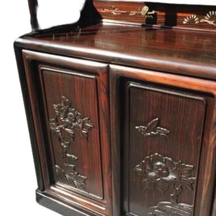 Ｙ 中古【高級銘木‼重量感あり‼】高級飾り棚 違い棚 唐木茶棚 茶箪笥 茶道