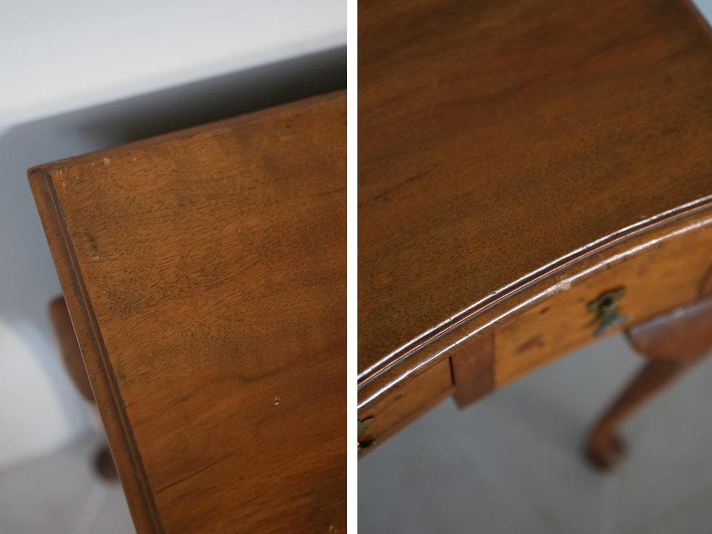 英国アンティーク猫脚デスク/作業台/勉強机/木製テーブル/飾り棚(91-211)