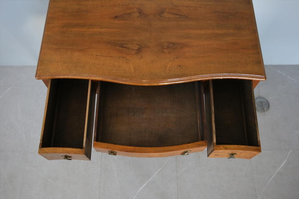 英国アンティーク猫脚デスク/作業台/勉強机/木製テーブル/飾り棚(91-211)