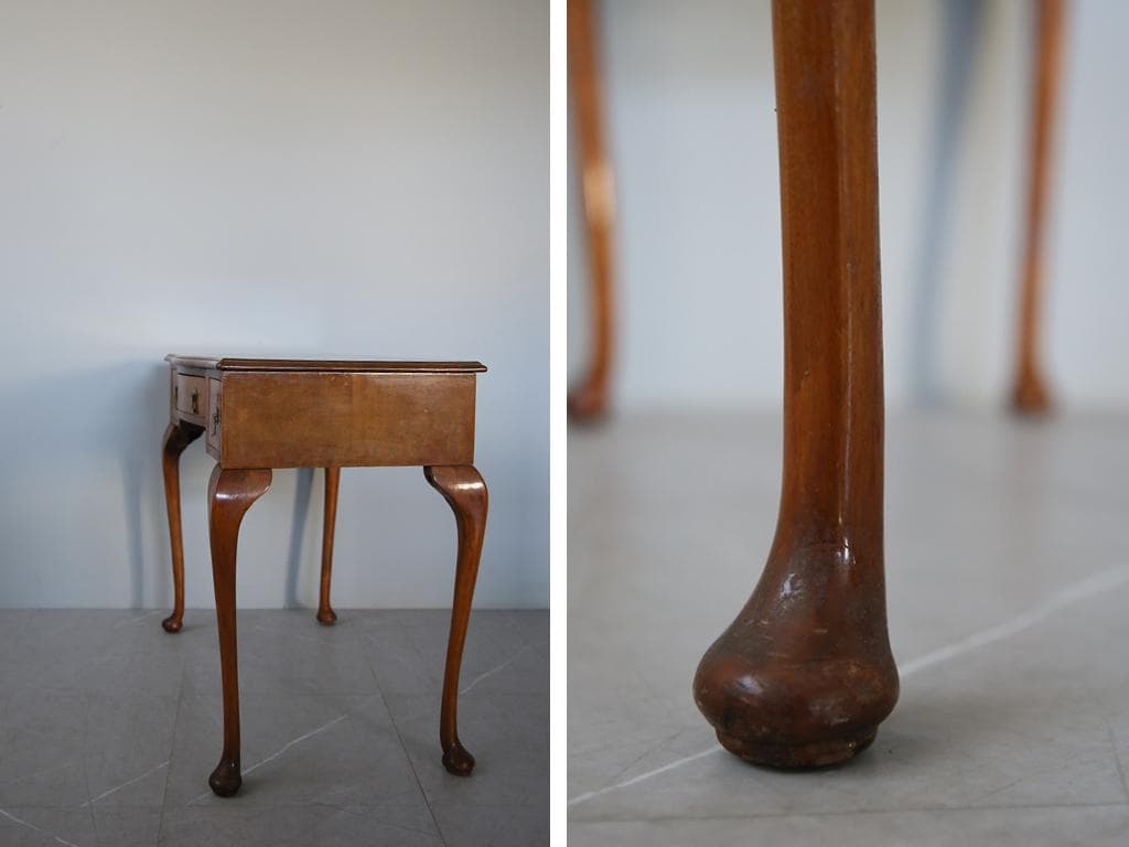 英国アンティーク猫脚デスク/作業台/勉強机/木製テーブル/飾り棚(91-211)