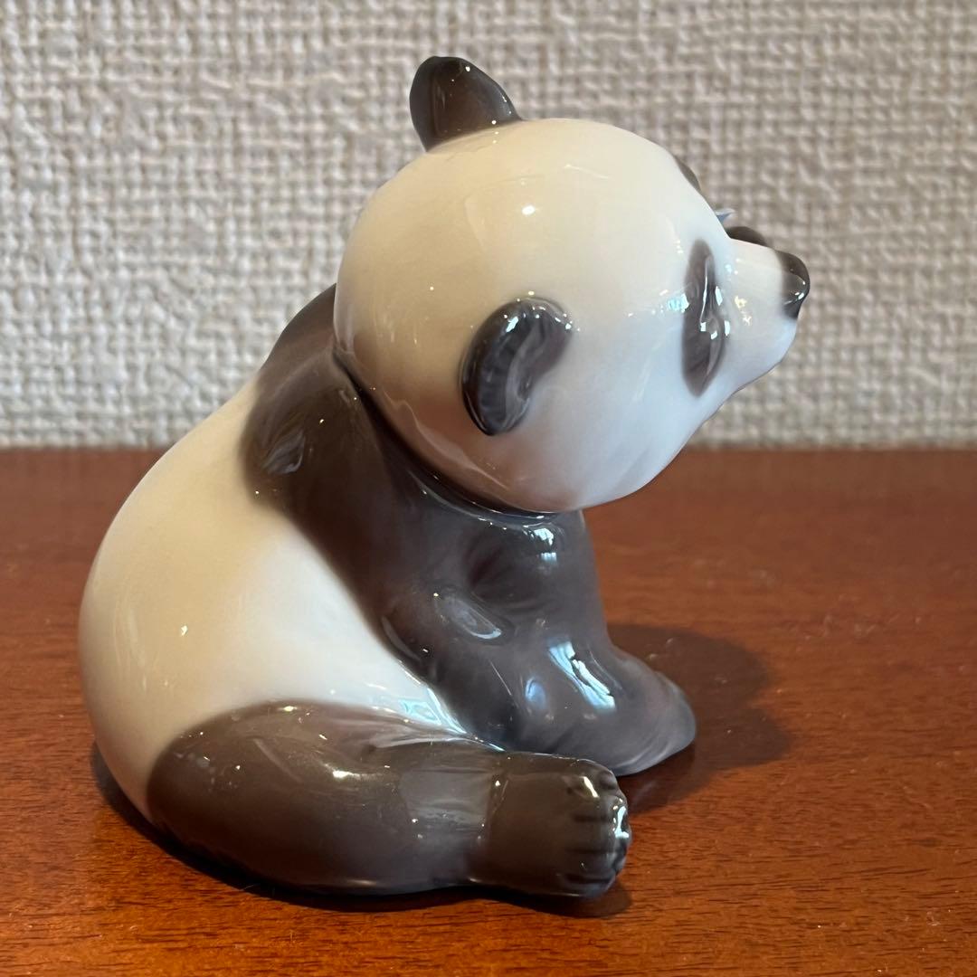 超美品　リヤドロ　パンダ　水色の花　フィギュリン　人形　陶器　置物　D オブジェ