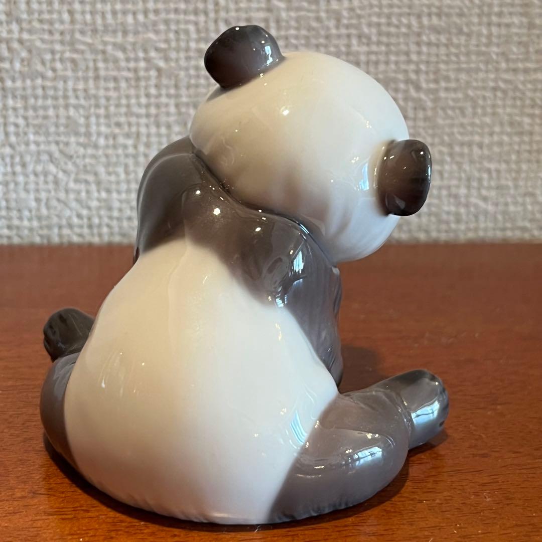 超美品　リヤドロ　パンダ　水色の花　フィギュリン　人形　陶器　置物　D オブジェ