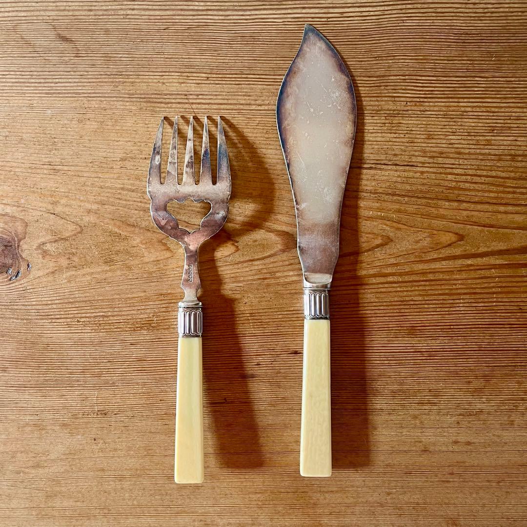 aki イギリスアンティーク シルバー フィシュサーバーセット