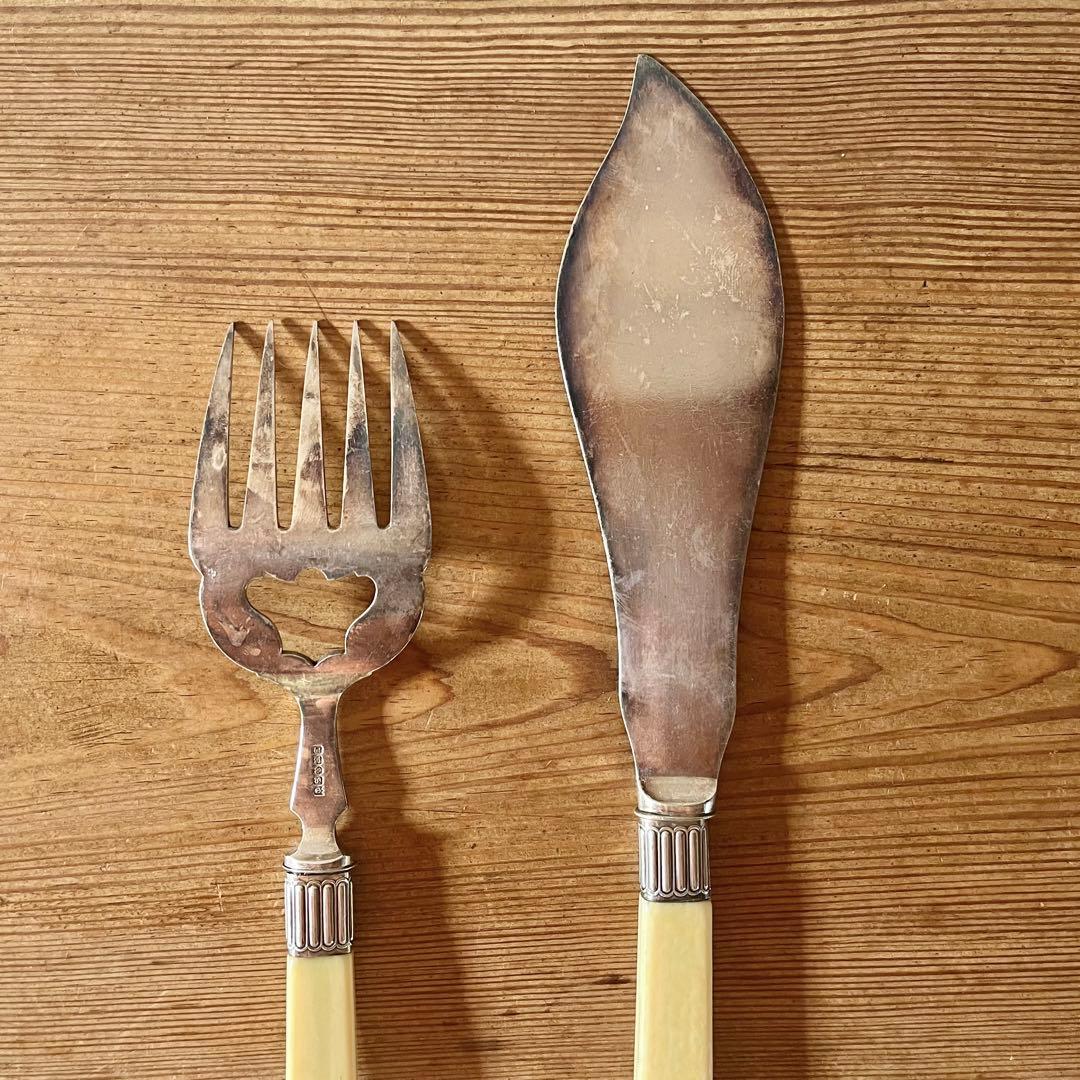 aki イギリスアンティーク シルバー フィシュサーバーセット