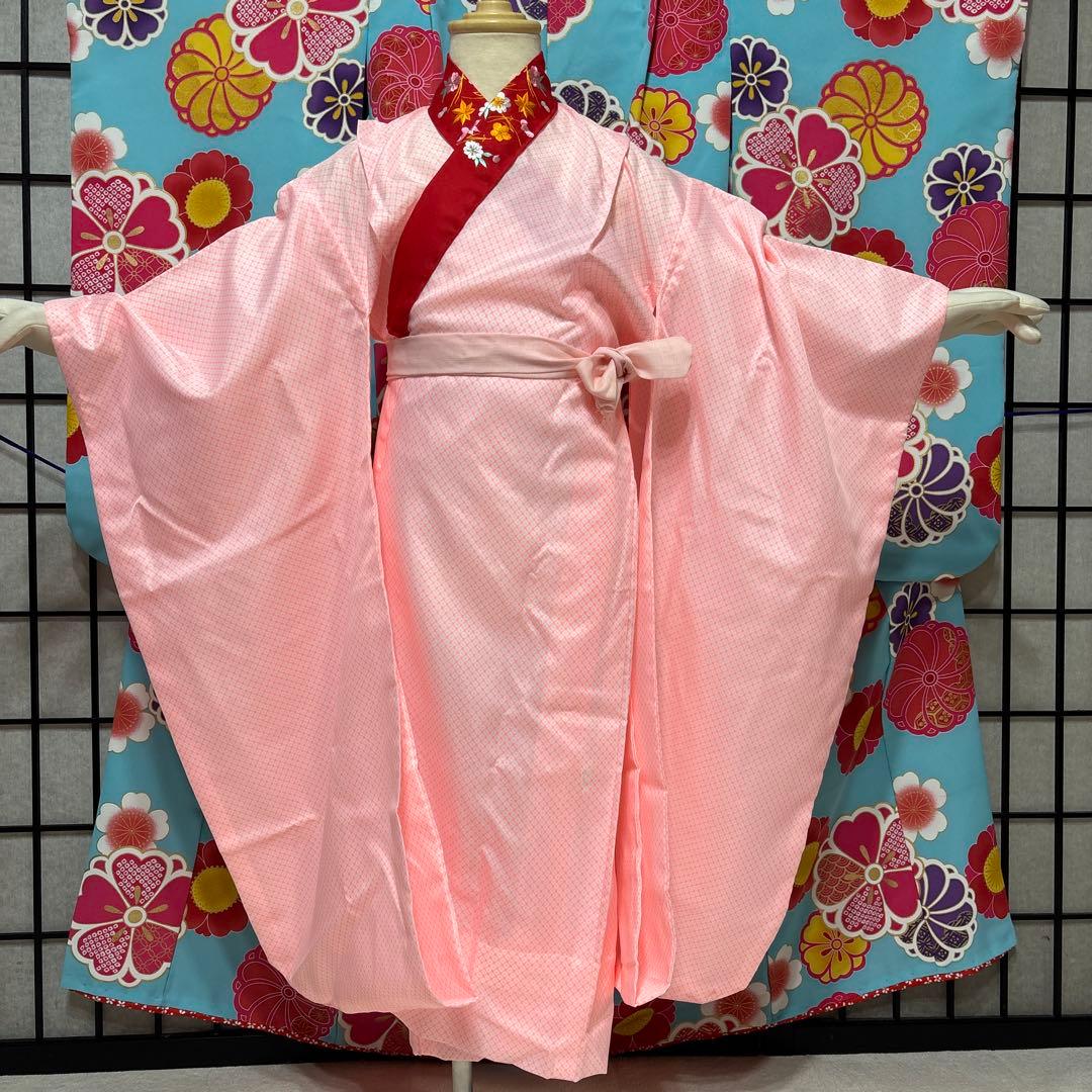 七五三　着物セット　7歳　ブランド花わらべ　水色　ピンク色　美品