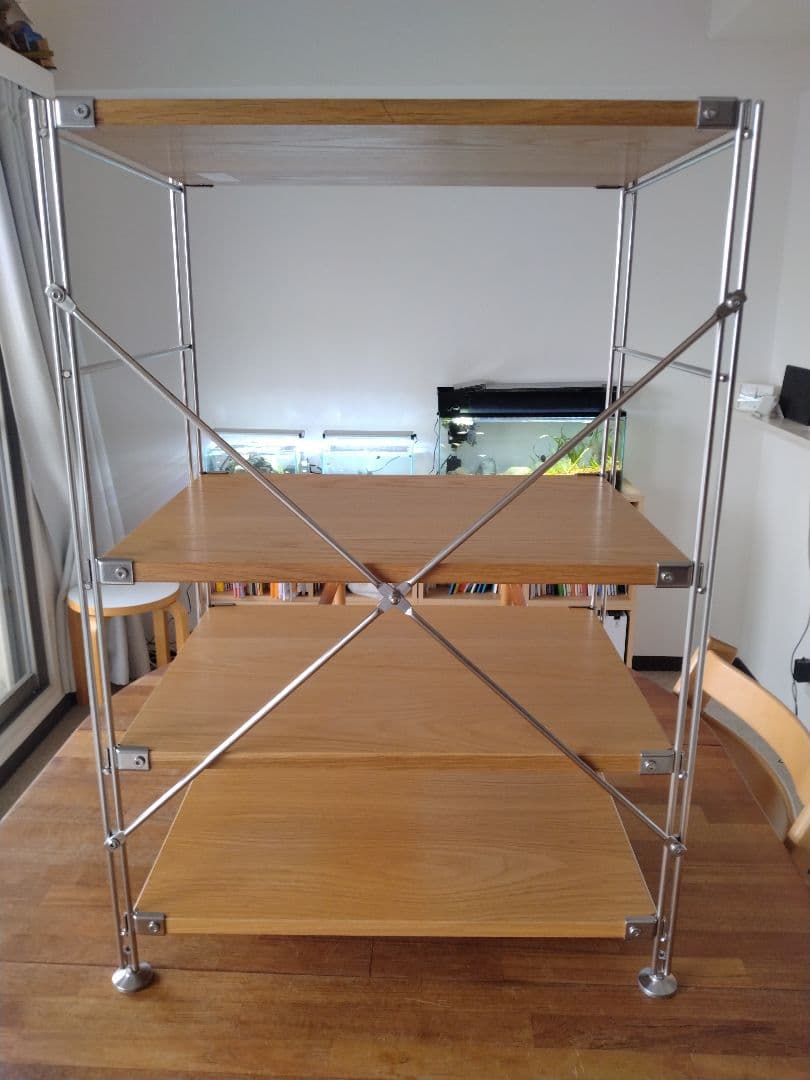 【訳あり美品】MUJI無印良品 ステンレスユニットシェルフ小56cmオーク材4段