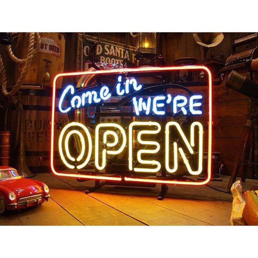 ジャンク品 ネオンサイン Come in We're OPEN アメリカン雑貨