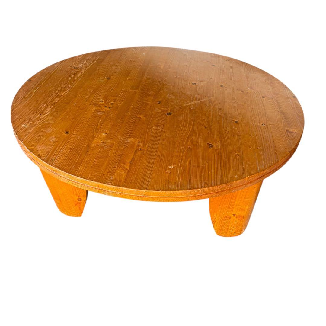 天然木 丸型ちゃぶ台 直径100cm 分解可 座卓 和風 ローテーブル レトロ