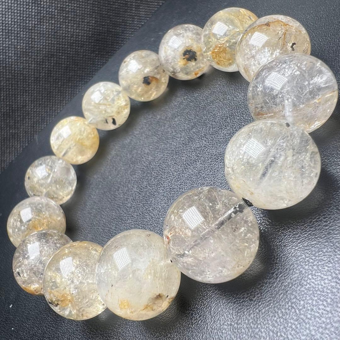 【65052】オイル入りハーキマーダイヤモンド 16mm ブレスレット