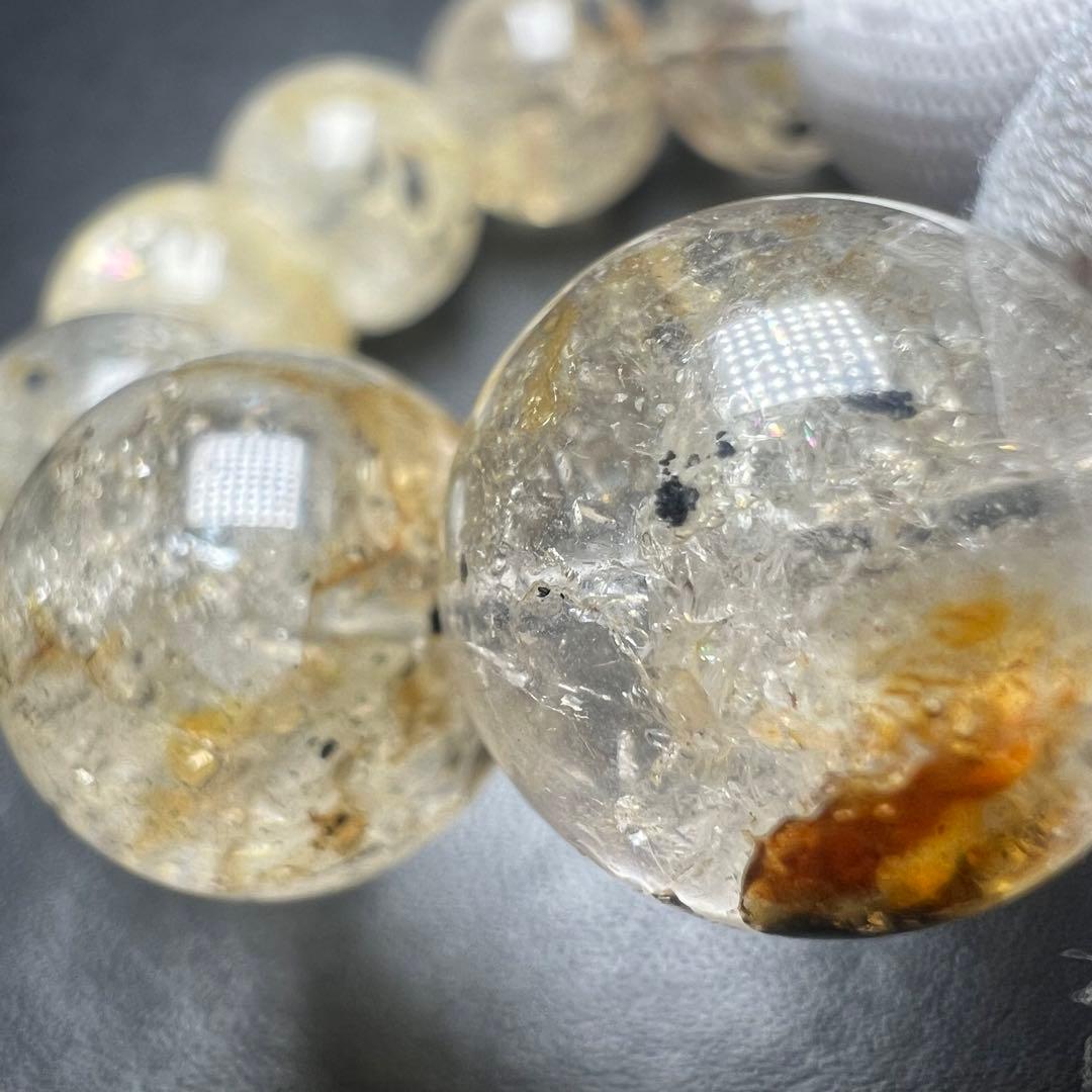 【65052】オイル入りハーキマーダイヤモンド 16mm ブレスレット