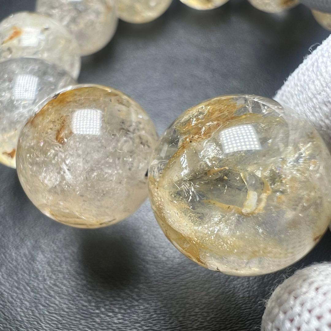 【65052】オイル入りハーキマーダイヤモンド 16mm ブレスレット