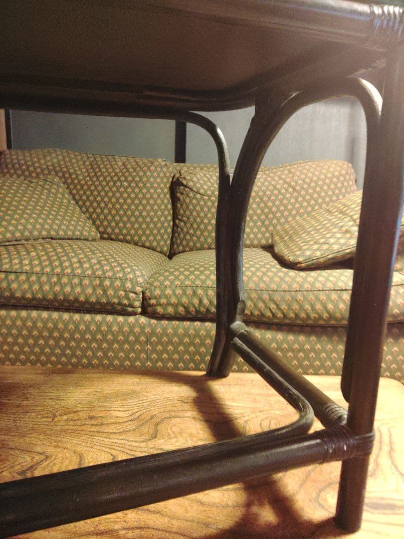 希少　ラタン　藤　ドレッサー　鏡台　真鍮　アンティーク　ラック　キャビネット