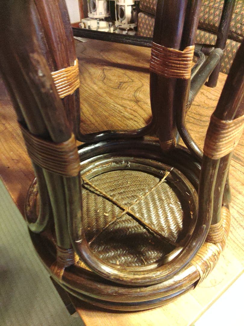 希少　ラタン　藤　ドレッサー　鏡台　真鍮　アンティーク　ラック　キャビネット