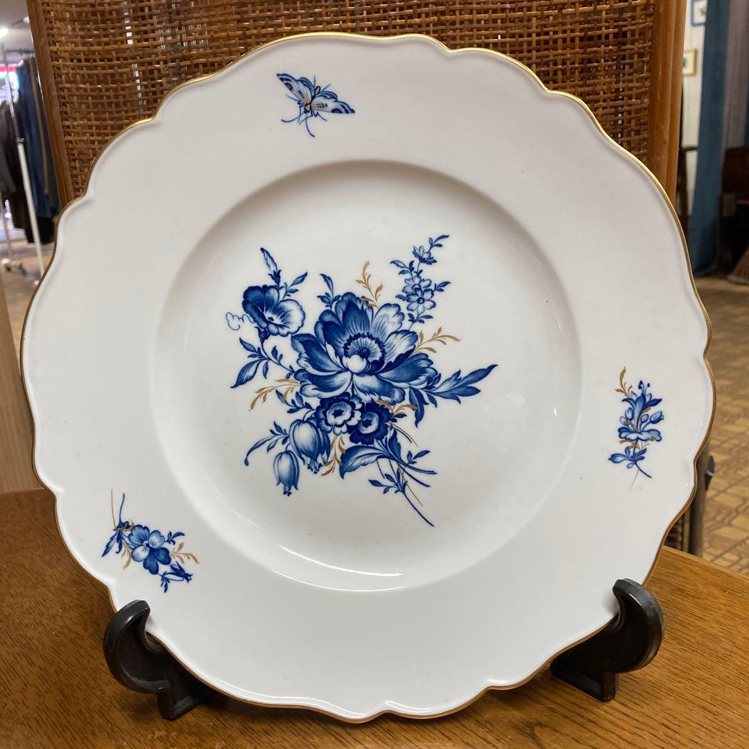マイセン青い花柄の陶磁器皿