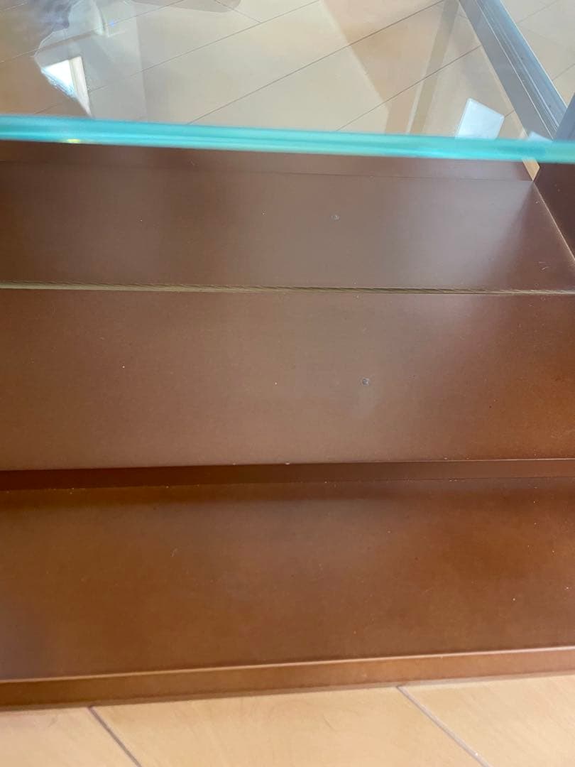 コレクションケース 木製 背面ミラー 棚ガラス3枚付