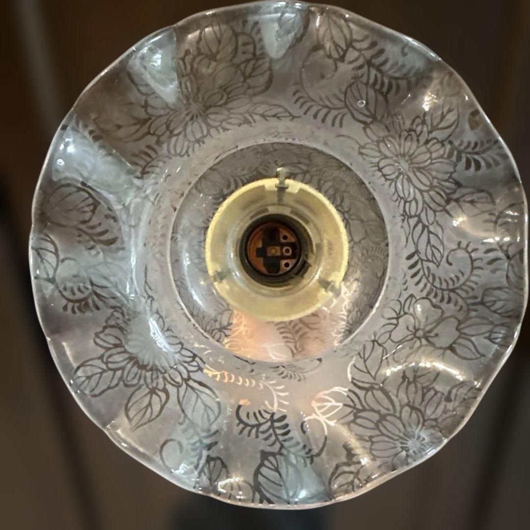 フラワーパターン ガラス ペンダントライト