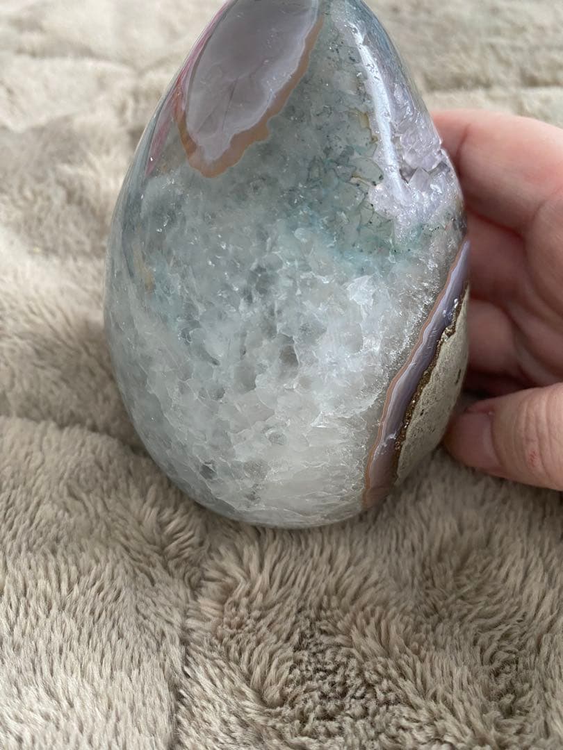 天然石 アゲート 卵型 グリーンアメジスト