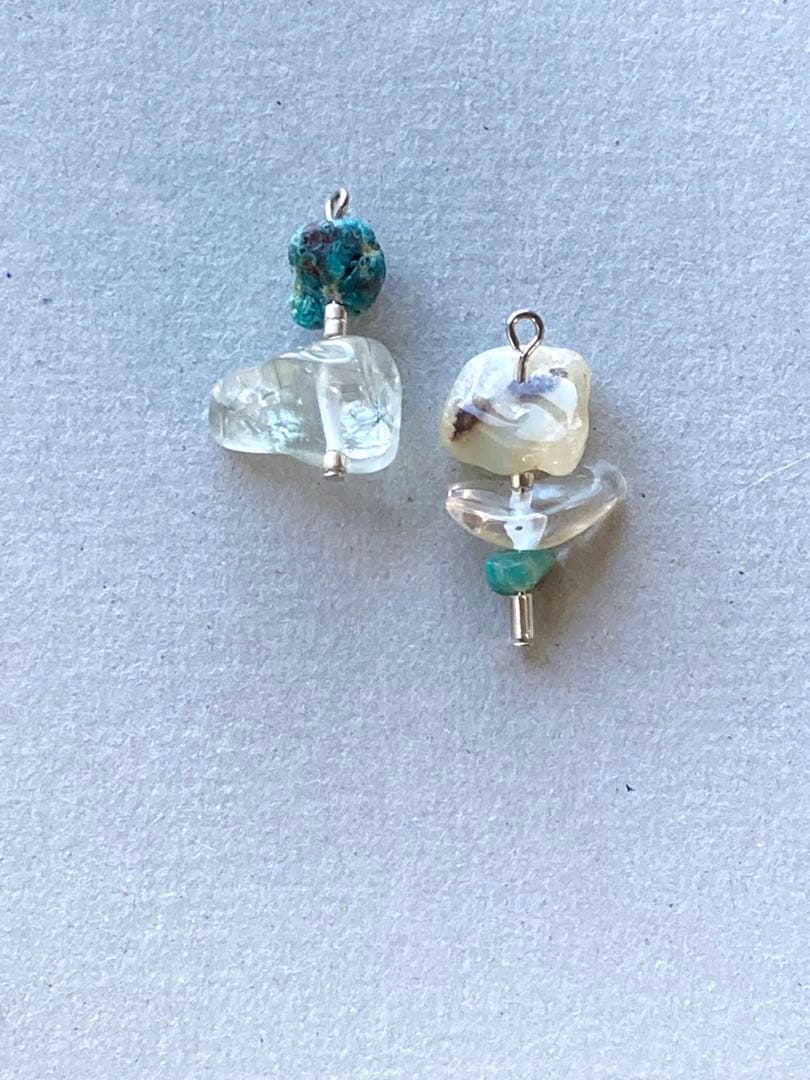 no.195 ラフなクリソコラとバイカラーアゲート　一点物