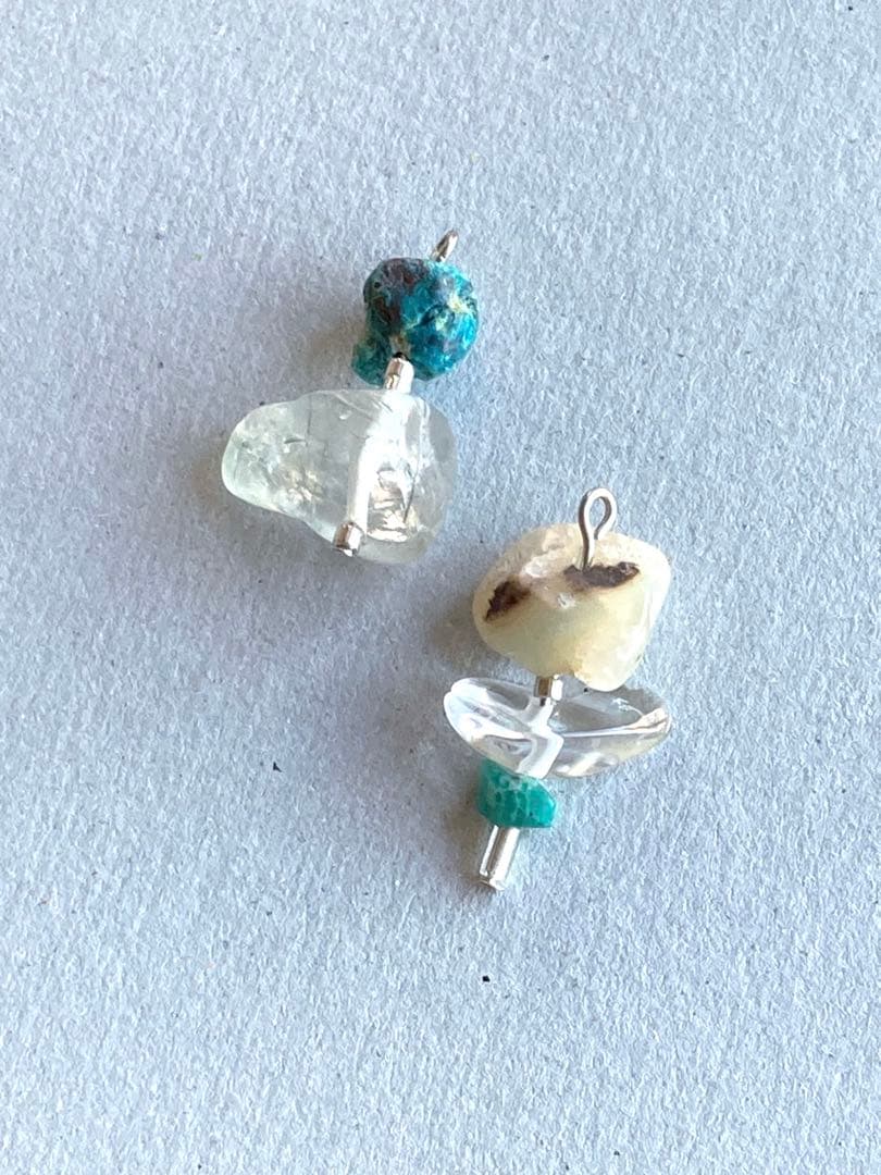 no.195 ラフなクリソコラとバイカラーアゲート　一点物