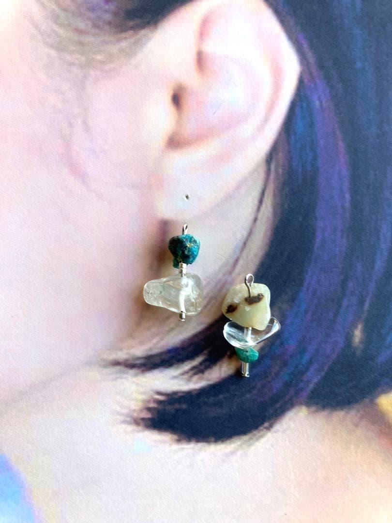 no.195 ラフなクリソコラとバイカラーアゲート　一点物