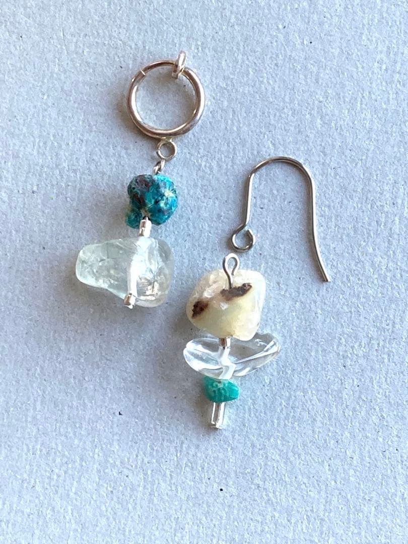 no.195 ラフなクリソコラとバイカラーアゲート　一点物