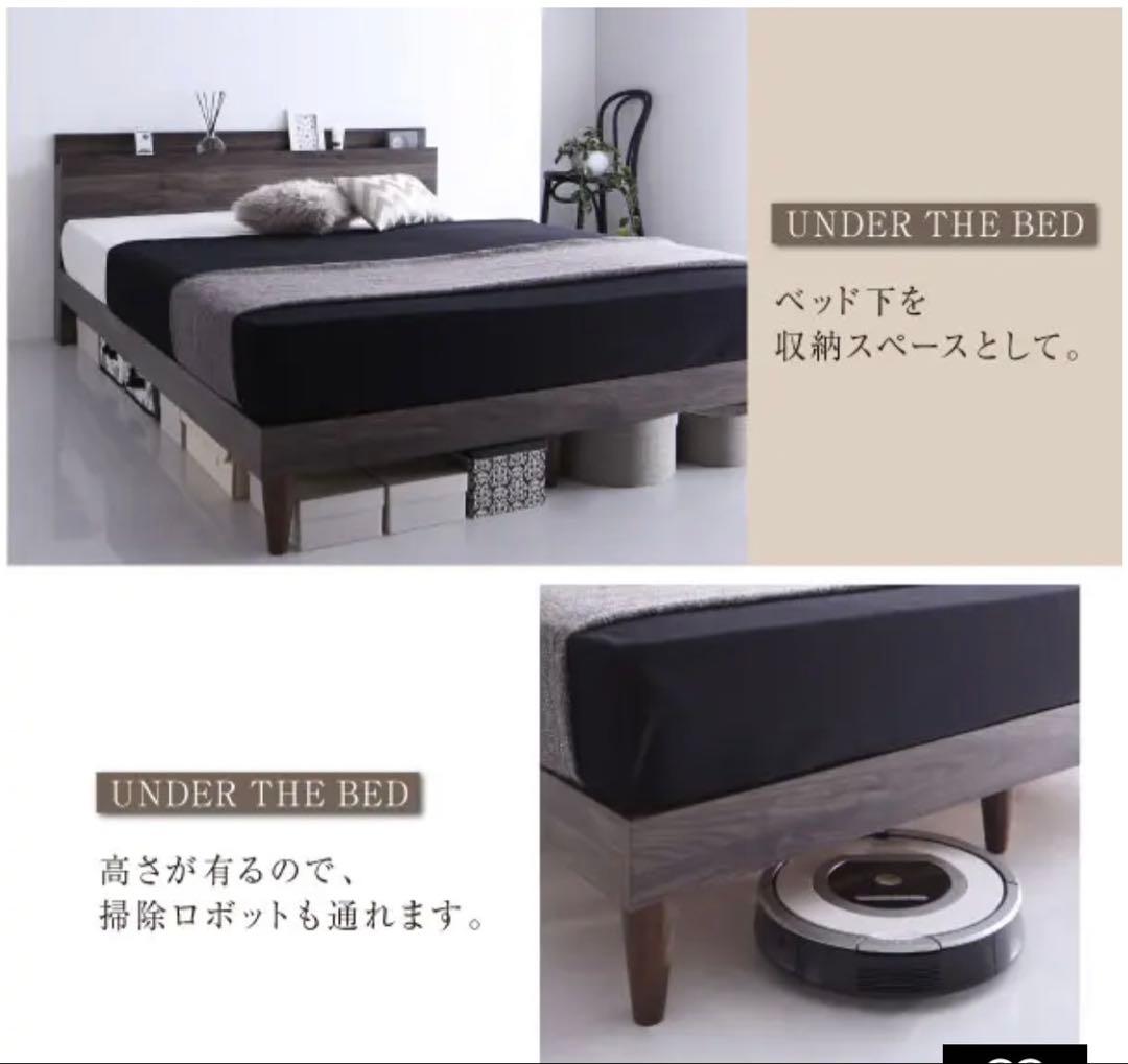 【送料込み】【美品 ダブルサイズ】ベッドフレーム ライトグレー