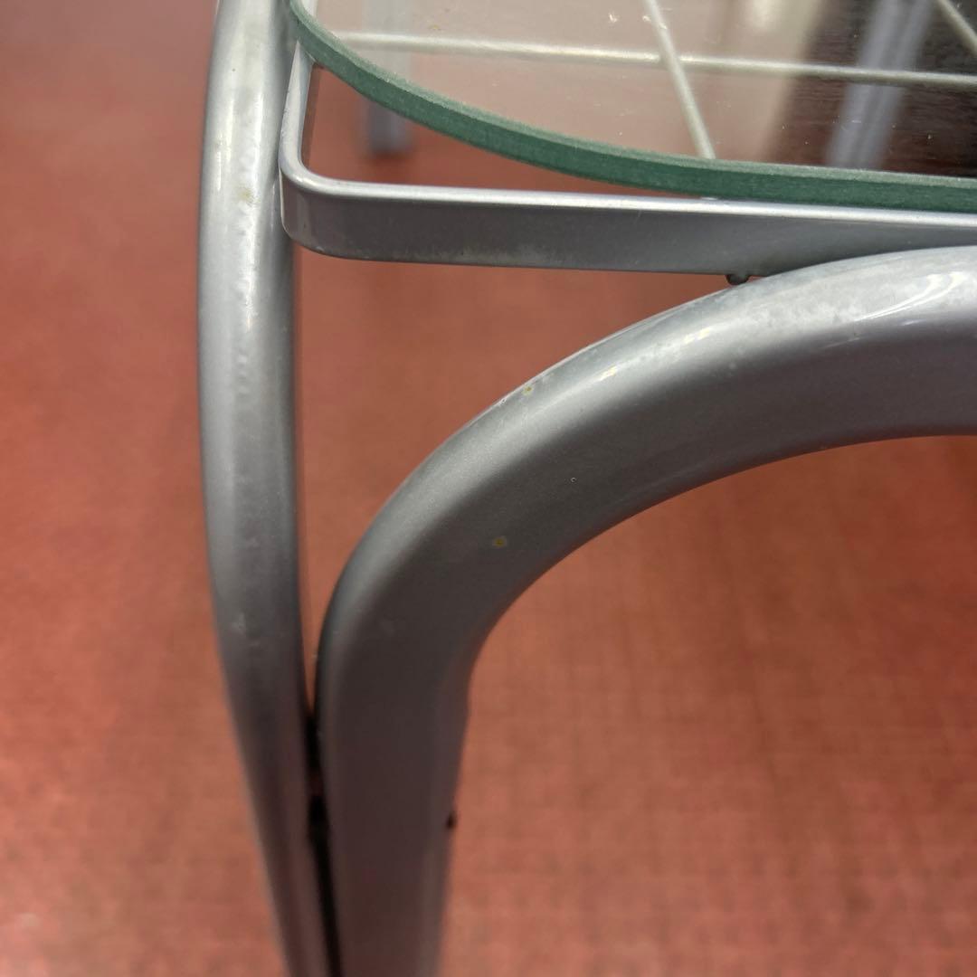 【アンティーク】アイアンフレーム 長方形 ガラスローテーブル 網棚付き