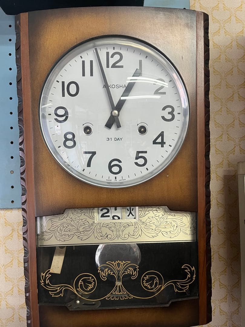 KOSHA 31日巻き掛時計 木製フレーム