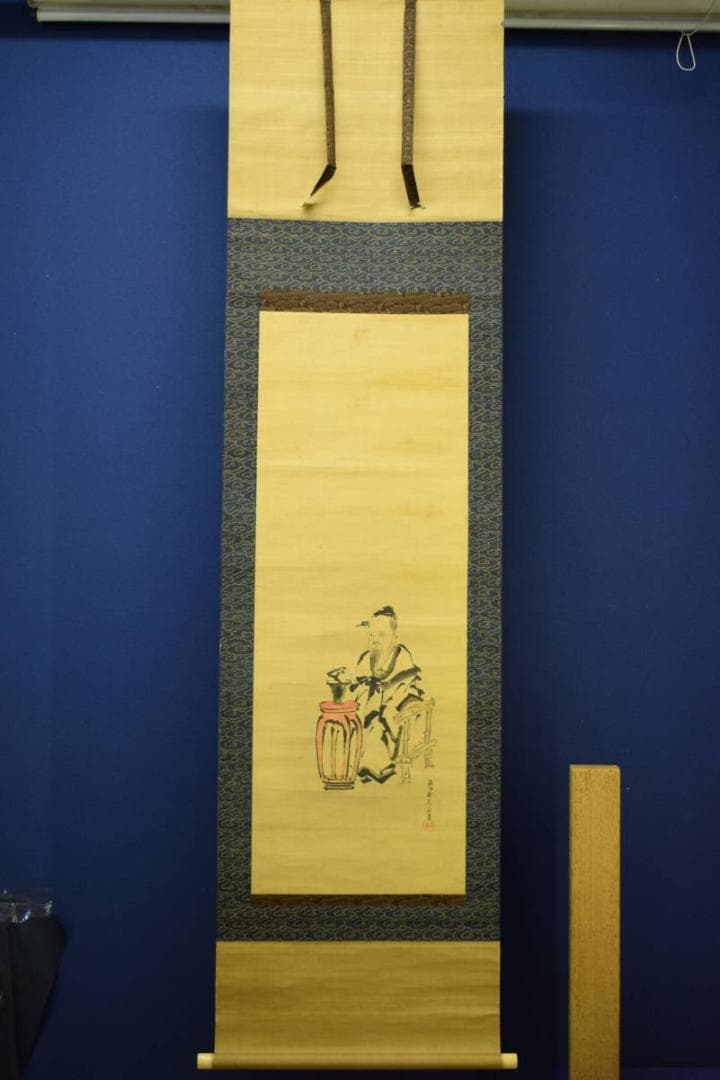 真作/狩野探信/高士観梅図/布袋屋掛軸HE-222