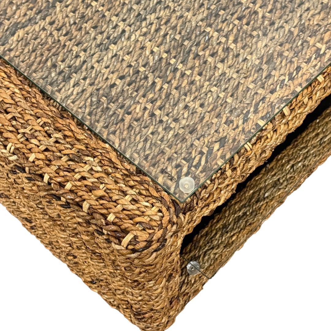 幅120cm【訳あり新品】アバカ天然素材 ガラス天板 テレビ台兼ローテーブル