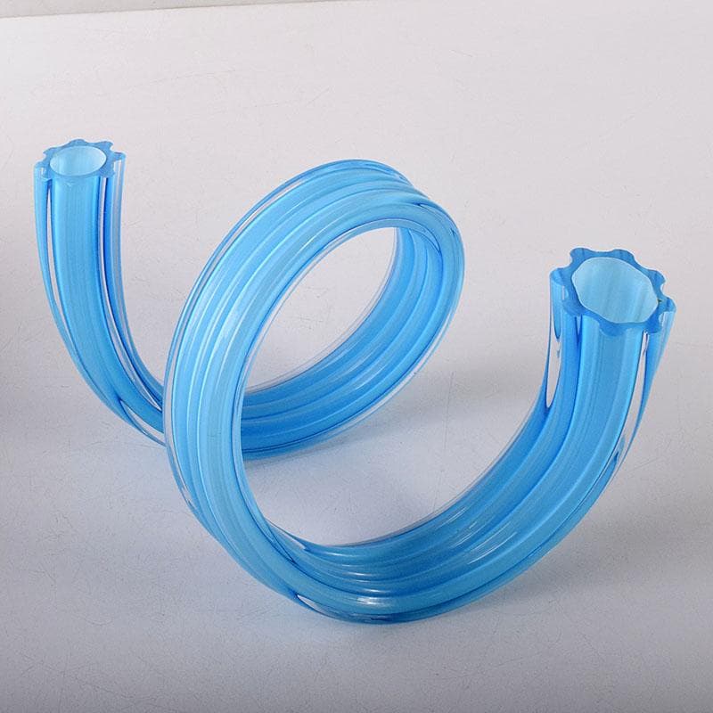 モダンアート　ガラス工芸　二口パイプ形　花入　共箱　8217