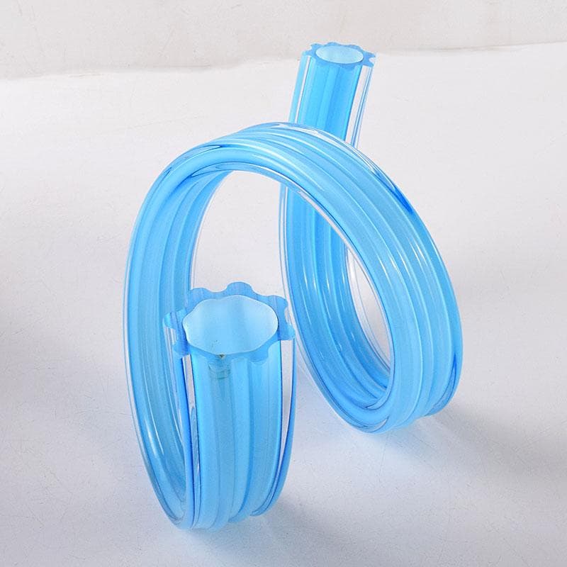 モダンアート　ガラス工芸　二口パイプ形　花入　共箱　8217