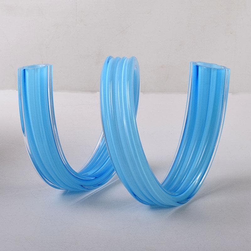 モダンアート　ガラス工芸　二口パイプ形　花入　共箱　8217