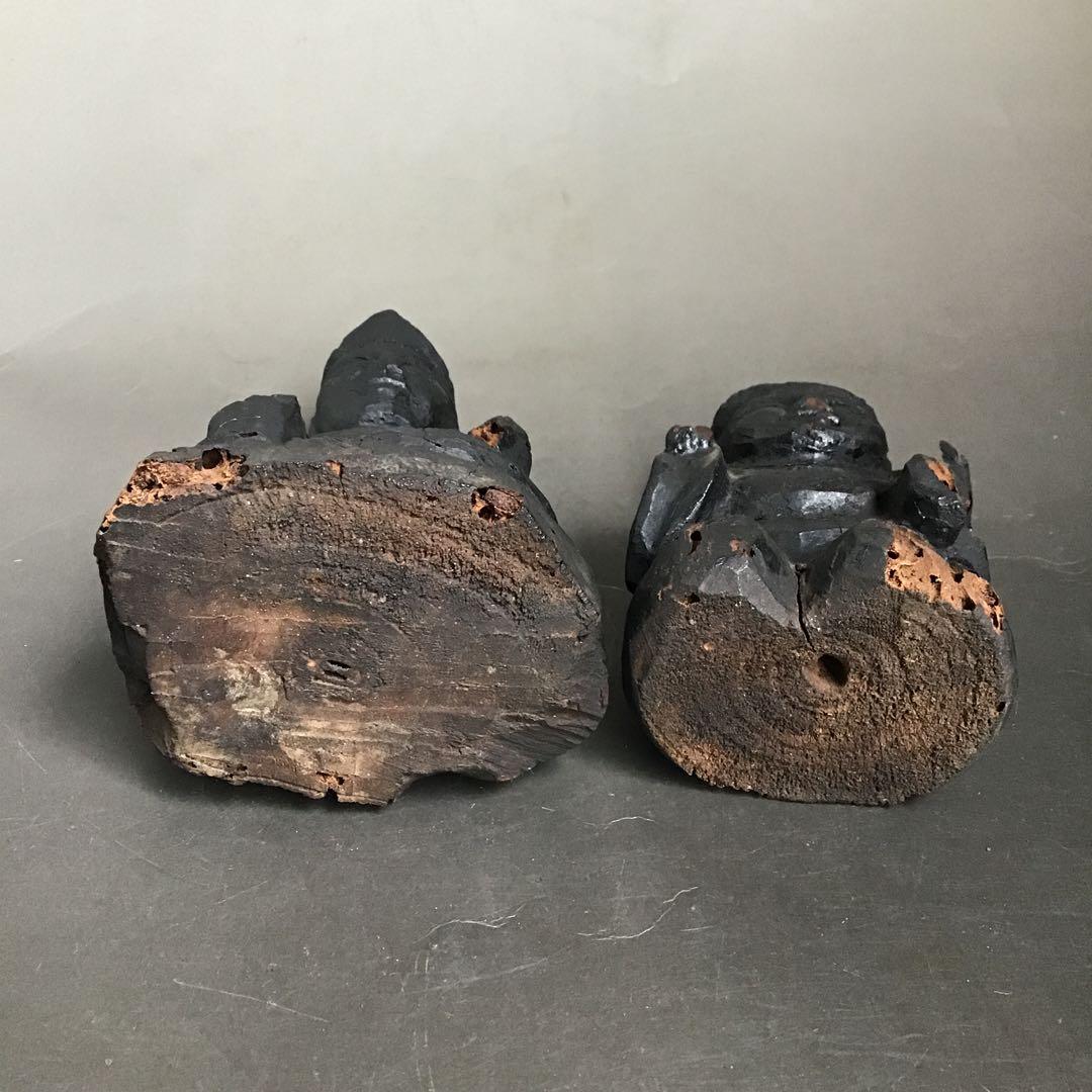 恵比寿大黒天　古木彫刻 2体　骨董品