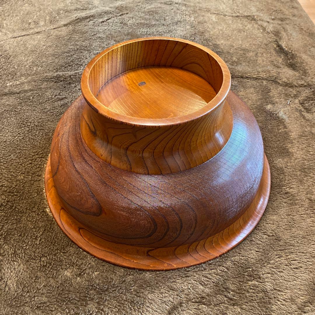 向出 二郎 作　欅　高台付盃　31.5cm 10.4分 けやき 天然木