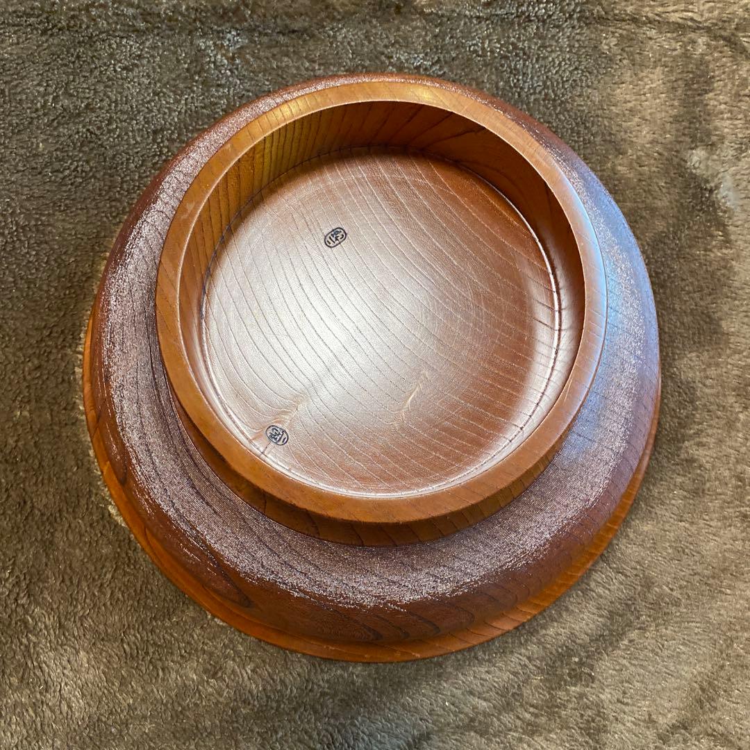 向出 二郎 作　欅　高台付盃　31.5cm 10.4分 けやき 天然木