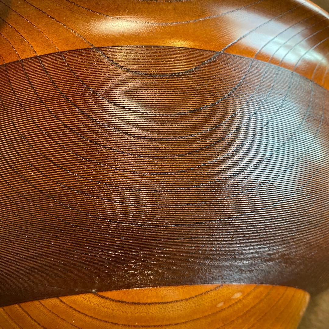 向出 二郎 作　欅　高台付盃　31.5cm 10.4分 けやき 天然木