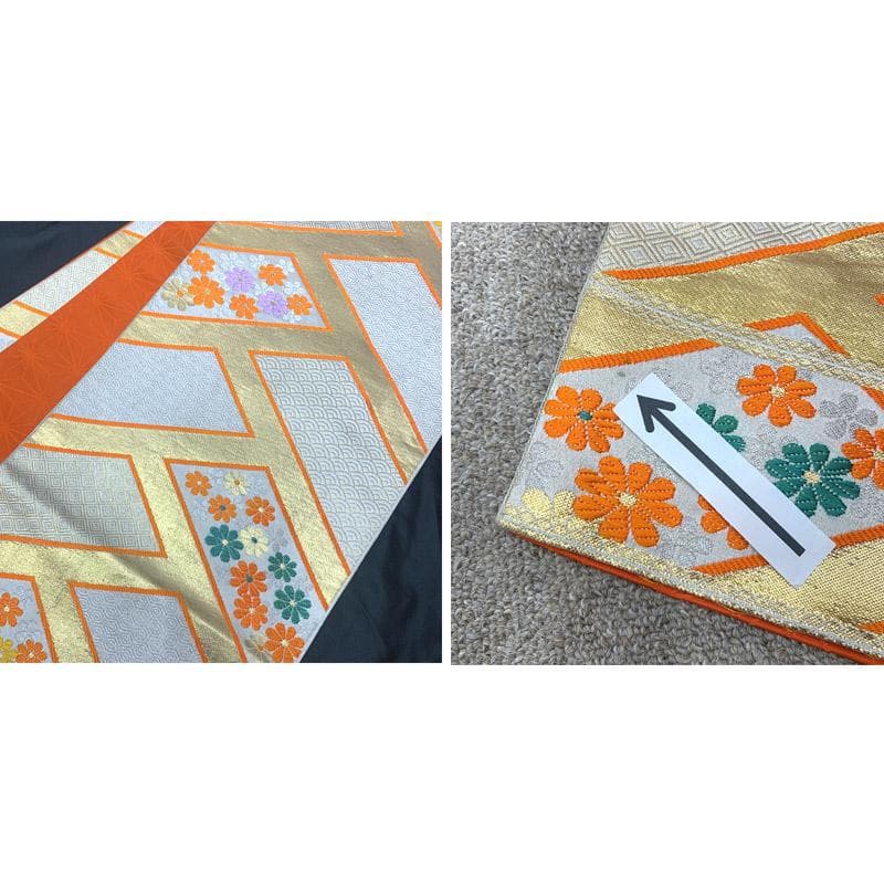 503ag95■七五三 七歳 女児 着物&袋帯&長襦袢 菊 梅 楓■状態良好