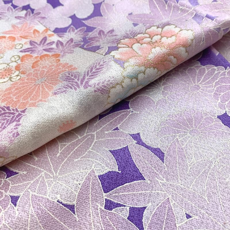 503ag95■七五三 七歳 女児 着物&袋帯&長襦袢 菊 梅 楓■状態良好