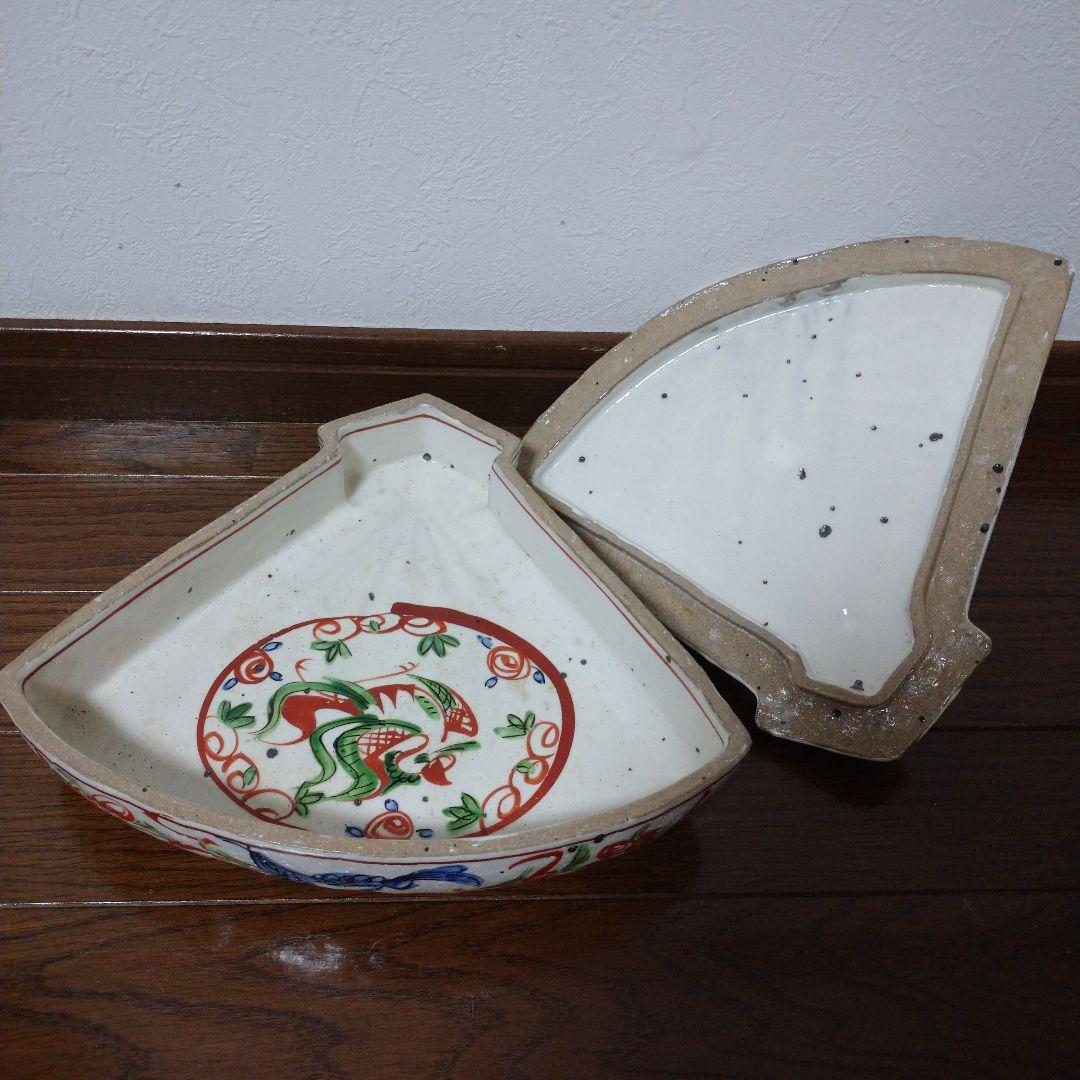 大特価‼️ 最終値下げ‼️ 中垣連次作‼️ 赤絵 扇型 蓋物‼️