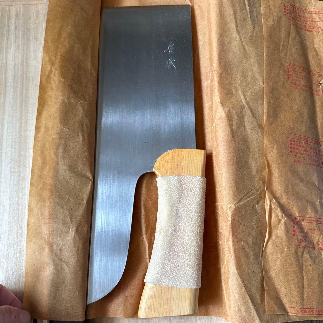 左利き　豊蔵 特選そば切り包丁 約33cm 手打青紙磨　桧割柄　桐箱付