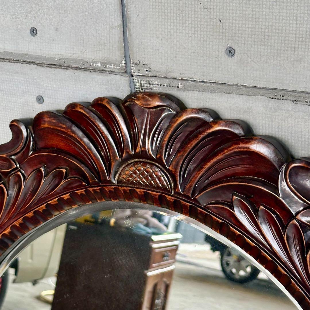 ♦︎♢アンティーク調♦︎♢バロック様式 ウッド無垢材 手彫り 大型ウォールミラー