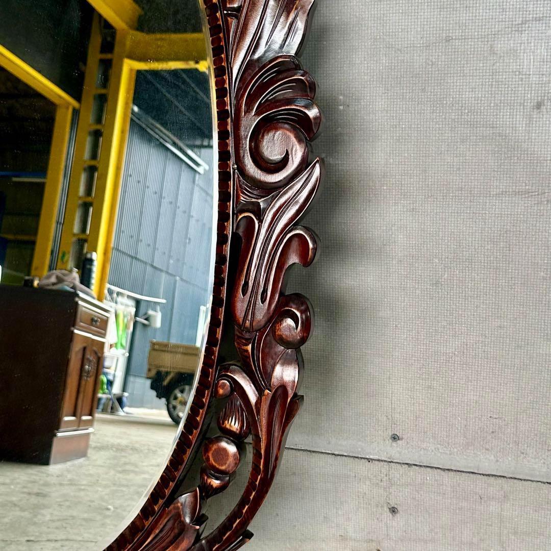 ♦︎♢アンティーク調♦︎♢バロック様式 ウッド無垢材 手彫り 大型ウォールミラー