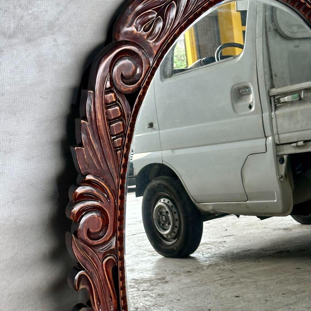 ♦︎♢アンティーク調♦︎♢バロック様式 ウッド無垢材 手彫り 大型ウォールミラー