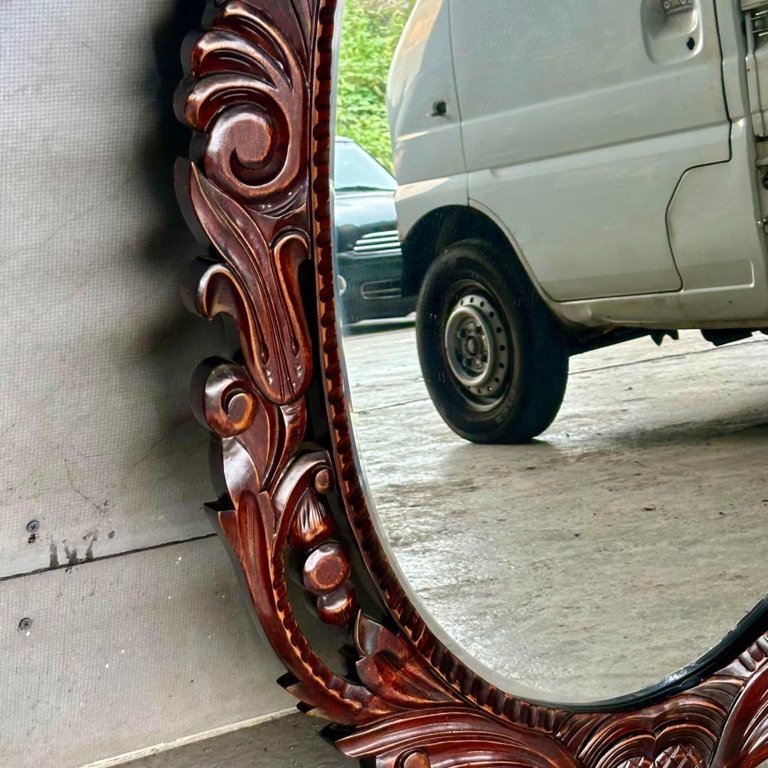 ♦︎♢アンティーク調♦︎♢バロック様式 ウッド無垢材 手彫り 大型ウォールミラー