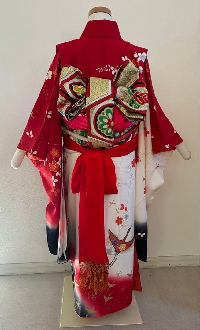 7歳　七五三　正絹着物　古典柄　帯　帯揚げ　帯締め　しごき　セット