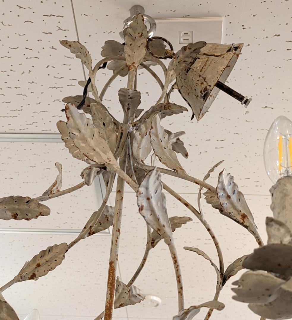 1【希少】サラグレース アンティーク シャンデリア 6灯 植物 花 照明