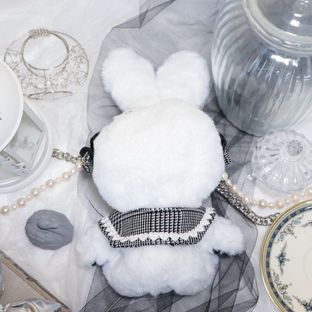 【約16cm 】手が動く♡肉球おすわりぬい服 モノクロうさぎ NI1006